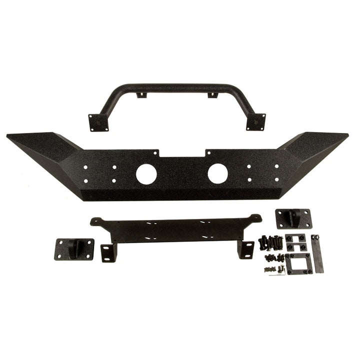 Rugged Ridge Spartan Front Bumper HCE W/Overrider 07-18 Jeep Wrangler JK - Bull Strap