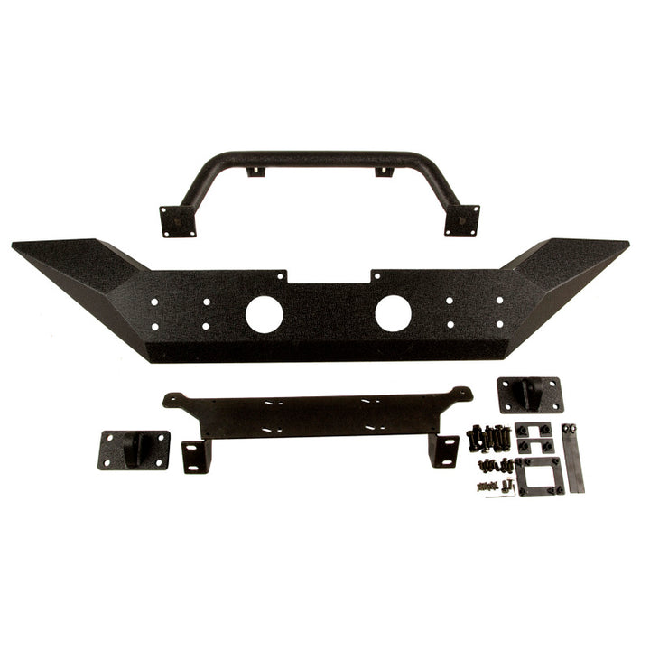 Rugged Ridge Spartan Front Bumper HCE W/Overrider 07-18 Jeep Wrangler JK - Bull Strap