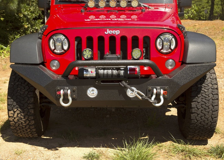 Rugged Ridge Spartan Front Bumper HCE W/Overrider 07-18 Jeep Wrangler JK - Bull Strap