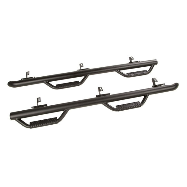 Rugged Ridge Spartan Nerf Bar Textured Black 07-18 Jeep Wrangler JKU 4 Door - Bull Strap