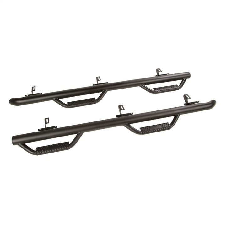 Rugged Ridge Spartan Nerf Bar Textured Black 07-18 Jeep Wrangler JKU 4 Door - Bull Strap