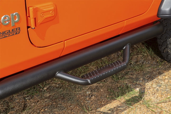 Rugged Ridge Spartan Nerf Bar Textured Black 18-20 Jeep Wrangler JL 2 Door - Bull Strap