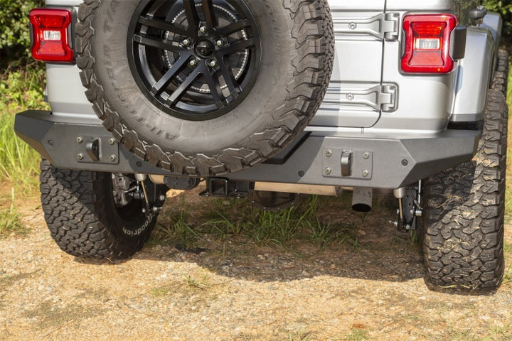 Rugged Ridge Spartan Rear Bumper Full Width 18-20 Jeep Wrangler JL - Bull Strap