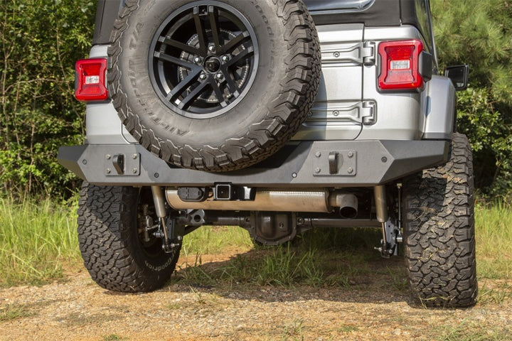 Rugged Ridge Spartan Rear Bumper Full Width 18-20 Jeep Wrangler JL - Bull Strap