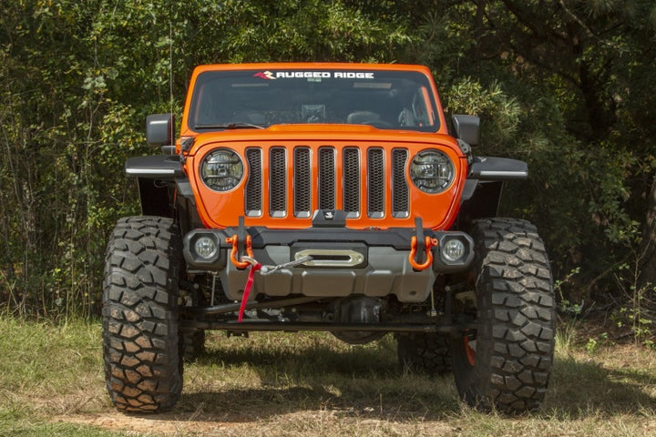 Rugged Ridge Stubby Venator Front Bumper 18-20 Jeep Wrangler JL/JT - Bull Strap