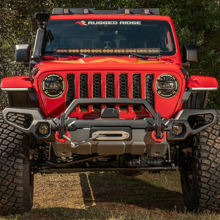 Rugged Ridge Venator Front Bumper Overrider 18-19 JL - Bull Strap