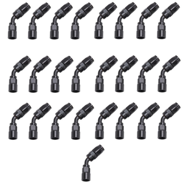 Russell Performance -10 AN Black 45 Degree Full Flow Hose End - Bull Strap