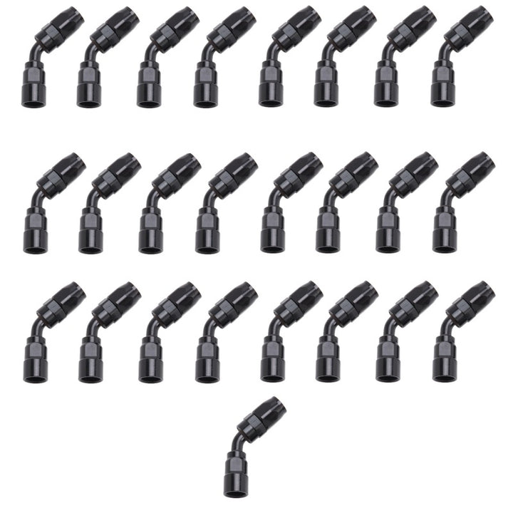 Russell Performance -10 AN Black 45 Degree Full Flow Hose End - Bull Strap