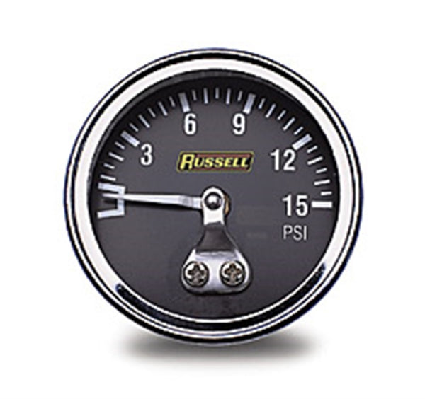 Russell Performance 15 psi fuel pressure gauge (Non liquid-filled) - Bull Strap