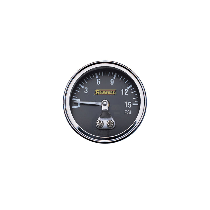 Russell Performance 15 psi fuel pressure gauge (Non liquid-filled) - Bull Strap