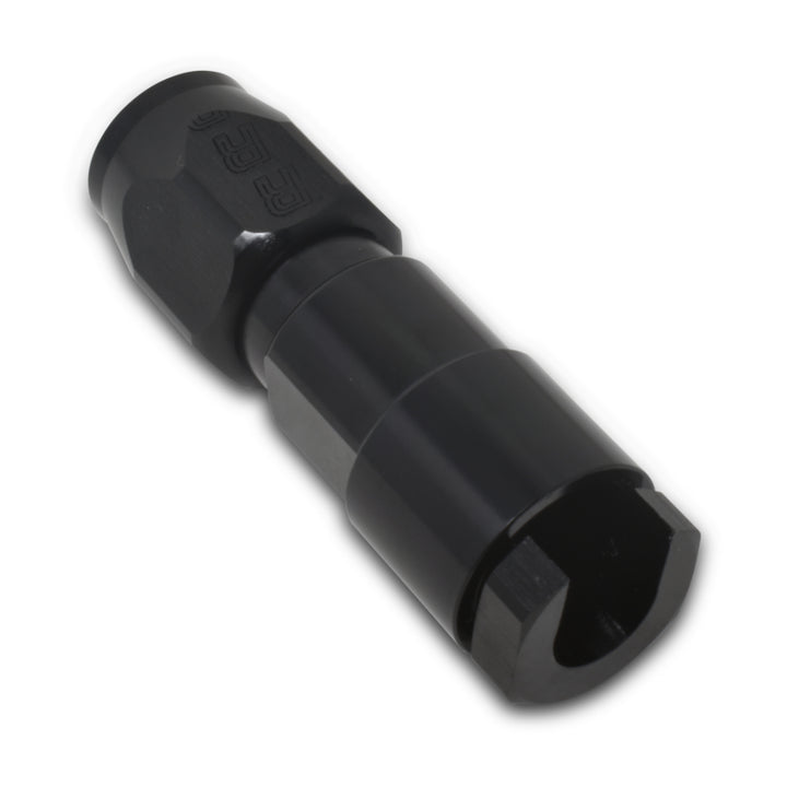 Russell Performance 5/16in SAE Quick Disc Female to -6 Hose Black Straight Degree Hose End - Bull Strap