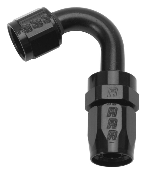 Russell Performance -6 AN Black 120 Degree Full Flow Swivel Hose End - Bull Strap