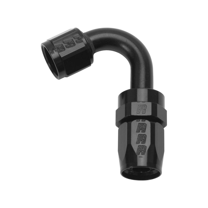Russell Performance -6 AN Black 120 Degree Full Flow Swivel Hose End - Bull Strap
