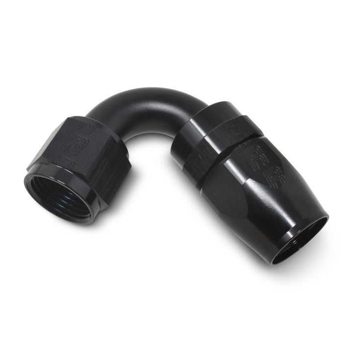 Russell Performance -6 AN Black 120 Degree Full Flow Swivel Hose End - Bull Strap
