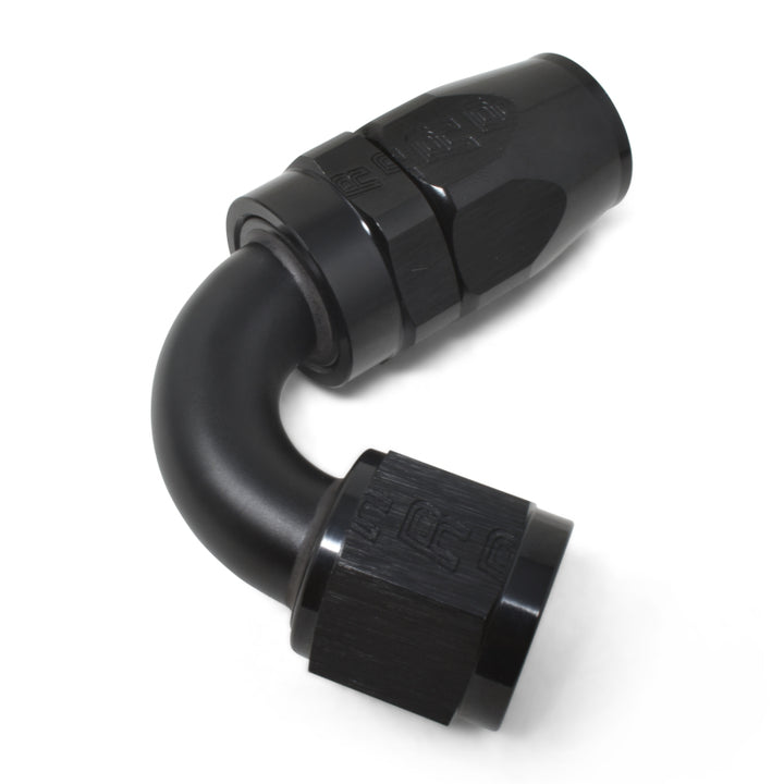 Russell Performance -6 AN Black 120 Degree Full Flow Swivel Hose End - Bull Strap
