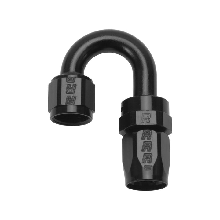 Russell Performance -6 AN Black 180 Degree Full Flow Swivel Hose End - Bull Strap