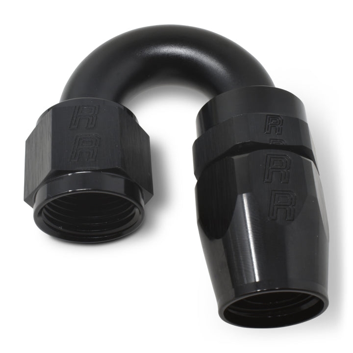 Russell Performance -6 AN Black 180 Degree Full Flow Swivel Hose End - Bull Strap