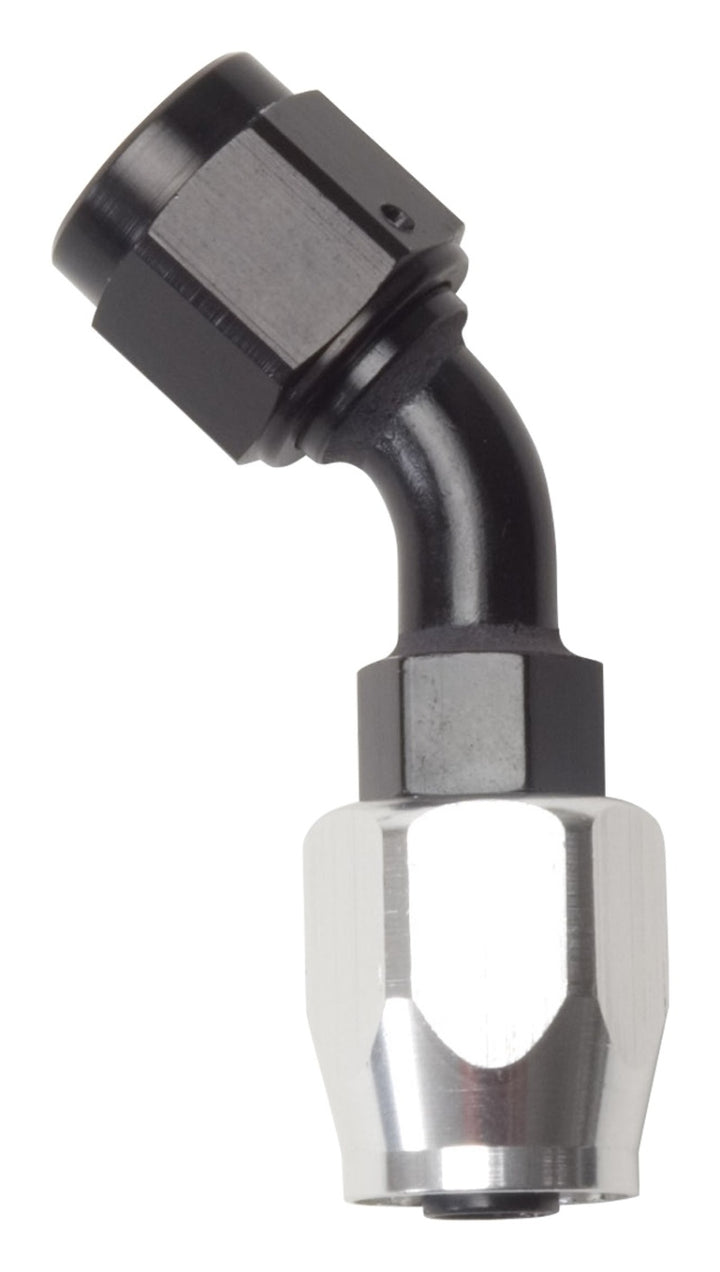 Russell Performance -6 AN Black/Silver 45 Degree Full Flow Hose End - Bull Strap