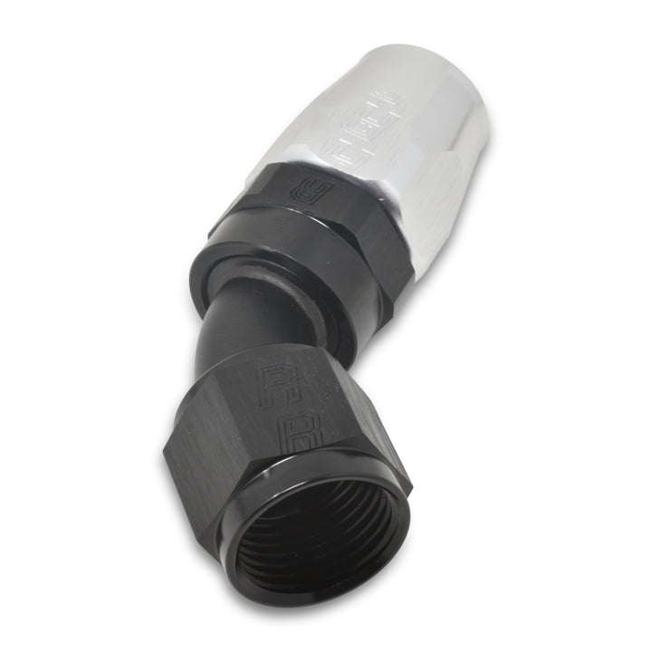 Russell Performance -6 AN Black/Silver 45 Degree Full Flow Hose End - Bull Strap