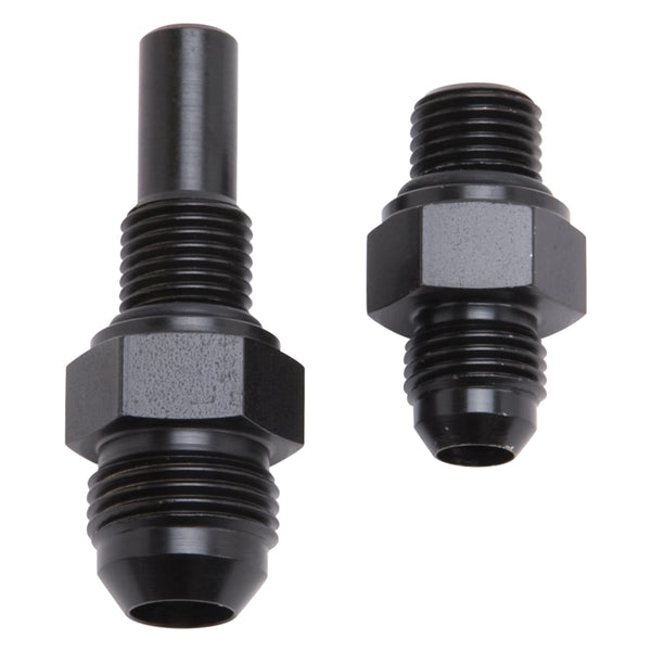 Russell Performance -6 AN to 4L80 Transmission Ports Adapter Fittings (Qty 2) - Black Zinc - Bull Strap