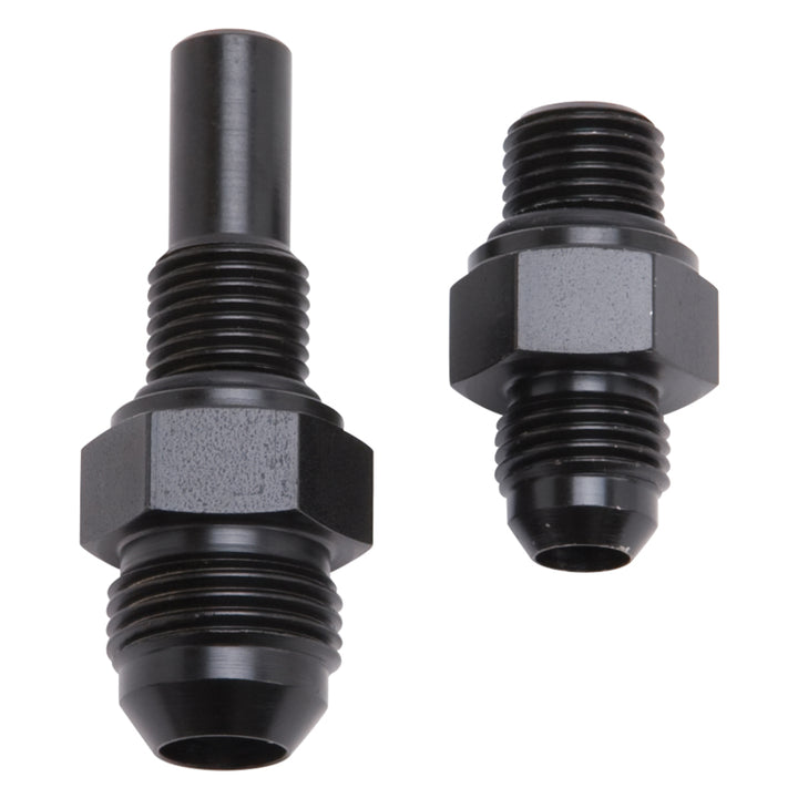 Russell Performance -6 AN to 4L80 Transmission Ports Adapter Fittings (Qty 2) - Black Zinc - Bull Strap