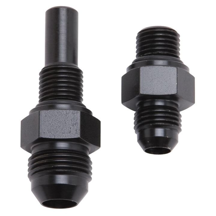 Russell Performance -6 AN to 4L80 Transmission Ports Adapter Fittings (Qty 2) - Black Zinc - Bull Strap