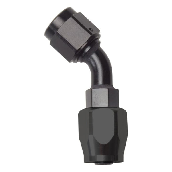 Russell Performance -8 AN Black 45 Degree Full Flow Hose End - Bull Strap
