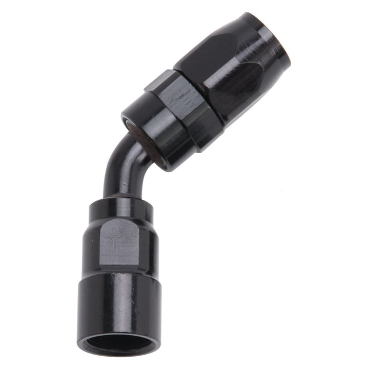 Russell Performance -8 AN Black 45 Degree Full Flow Hose End - Bull Strap