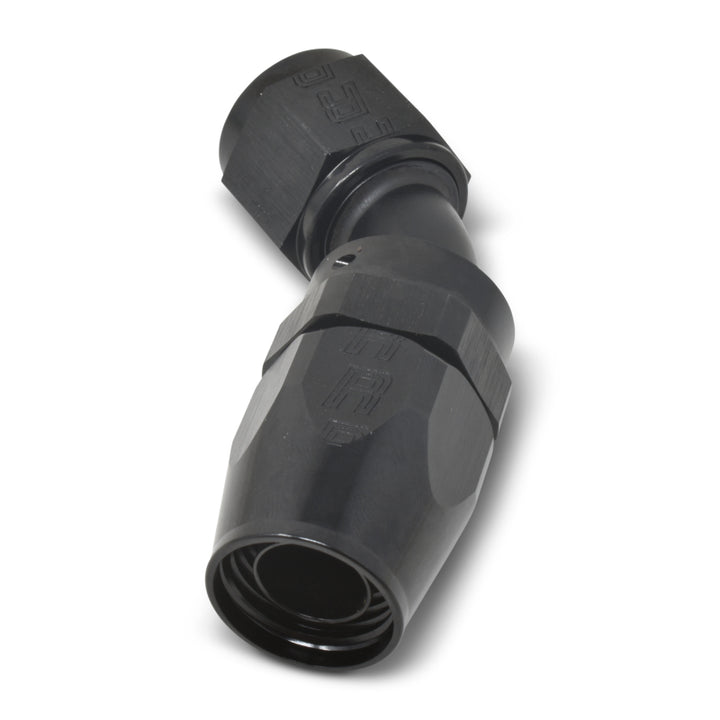 Russell Performance -8 AN Black 45 Degree Full Flow Hose End - Bull Strap