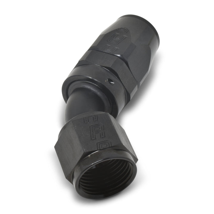 Russell Performance -8 AN Black 45 Degree Full Flow Hose End - Bull Strap