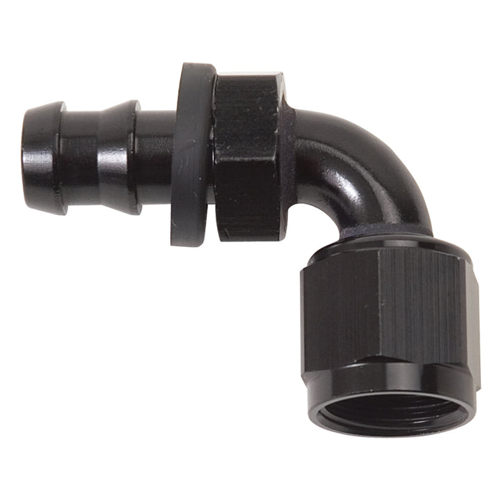 Russell Performance -8 AN Twist-Lok 90 Degree Hose End (Black) - Bull Strap