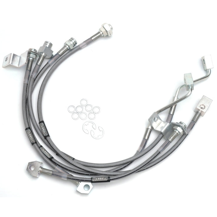 Russell Performance 99-06 Ford Excursion 4WD with 4in-5.5in lift Brake Line Kit - Bull Strap