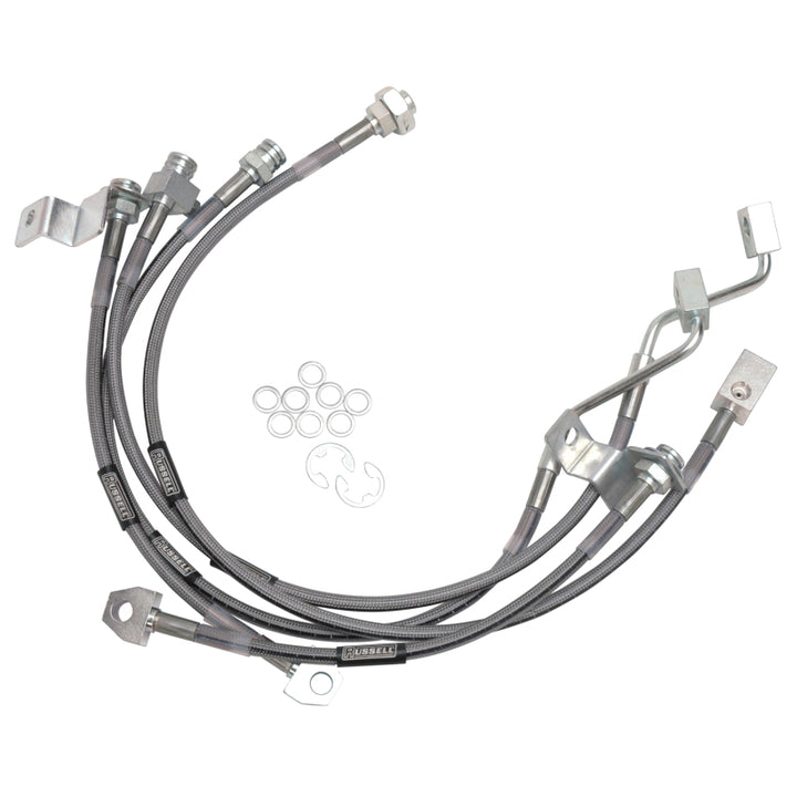 Russell Performance 99-06 Ford Excursion 4WD with 4in-5.5in lift Brake Line Kit - Bull Strap