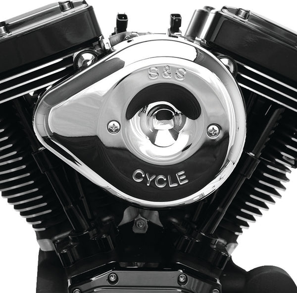 S&S Cycle 01-15 Fuel-Injected Softail Stealth Air Cleaner Kit w/ Chrome Teardrop Cover - Bull Strap
