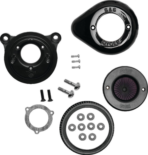 S&S Cycle 08-16 Touring/16-17 Softail Models Stealth Air Stinger Kit w/ Gloss Black Teardrop - Bull Strap