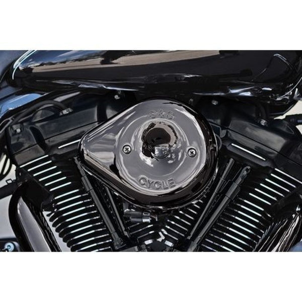 S&S Cycle 17-23 M8 Models Lava Chrome Stealth Teardrop Air Cleaner Kit - Bull Strap