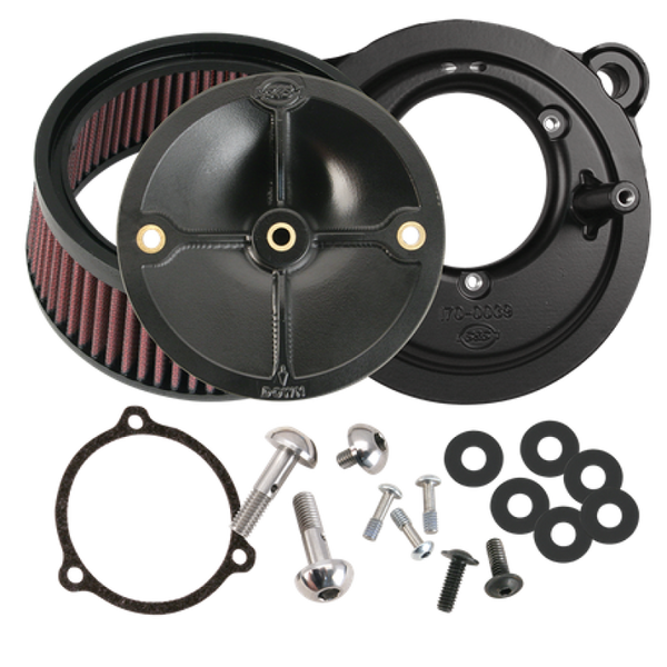 S&S Cycle 2008+ BT w/ S&S 58mm Throttle Body Stealth Air Cleaner Kit w/o Cover - Bull Strap