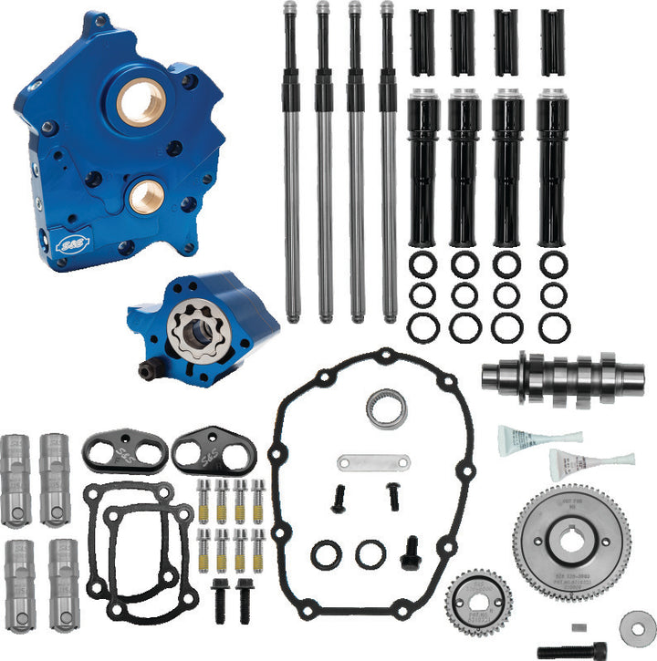S&S Cycle 2017+ M8 Models Gear Drive 475G Cam Chest Kit w/ Black Pushrod Tubes - Oil Cooled - Bull Strap