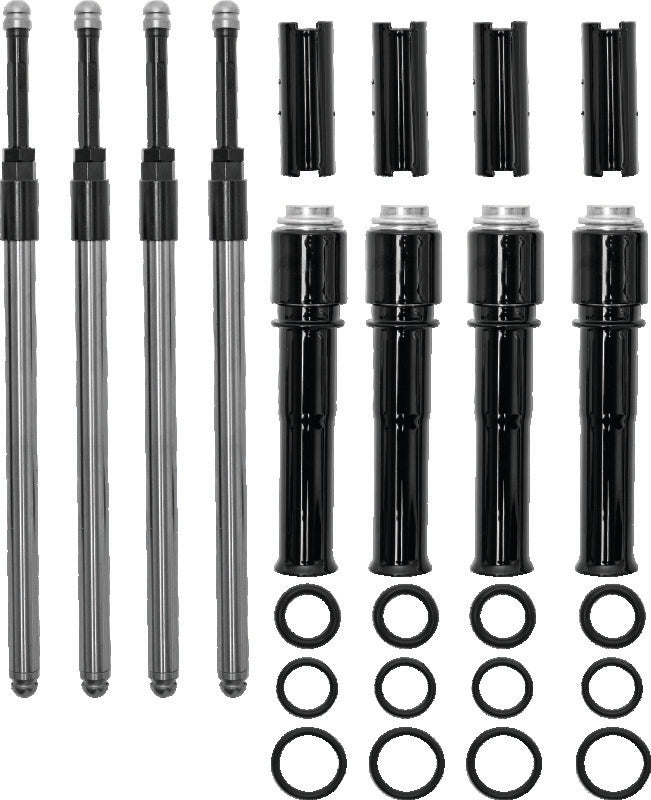 S&S Cycle 2017+ M8 Models Quickee Pushrods w/ Gloss Black Covers - Bull Strap