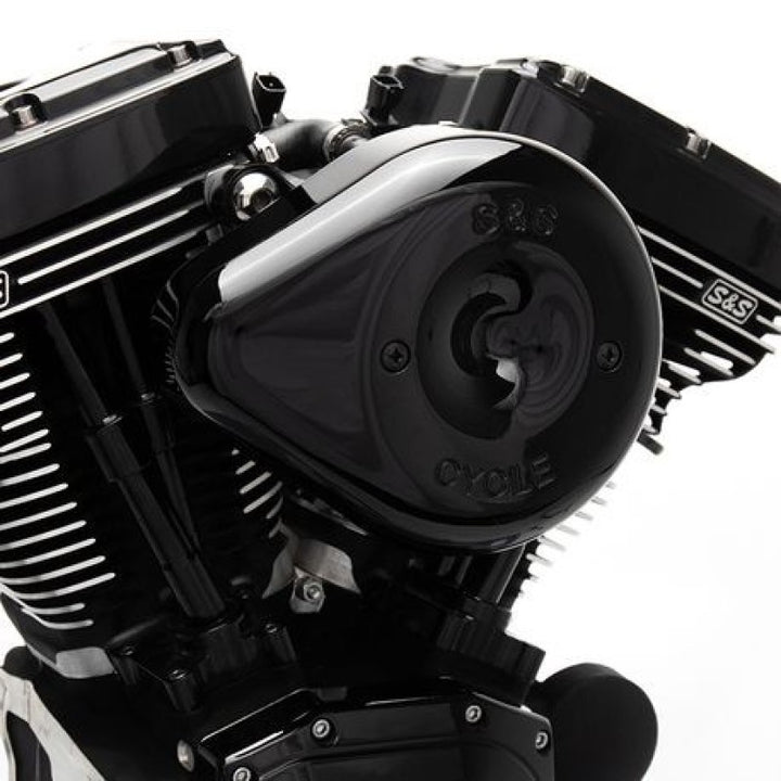 S&S Cycle 2017+ M8 Models Stealth Air Cleaner Kit w/ Black Teardrop Cover - Bull Strap