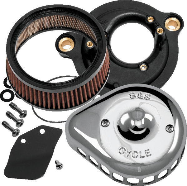 S&S Cycle 2017+ M8 Models Stealth Air Cleaner Kit w/ Chrome Mini Teardrop Cover - Bull Strap
