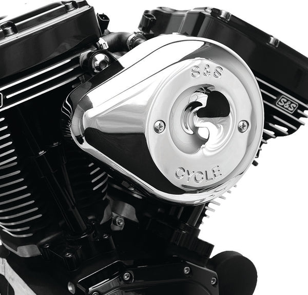 S&S Cycle 2017+ M8 Models Stealth Air Cleaner Kit w/ Chrome Teardrop Cover - Bull Strap