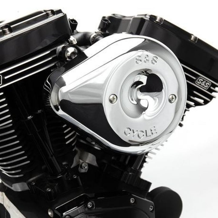 S&S Cycle 2017+ M8 Models Stealth Air Cleaner Kit w/ Chrome Teardrop Cover - Bull Strap
