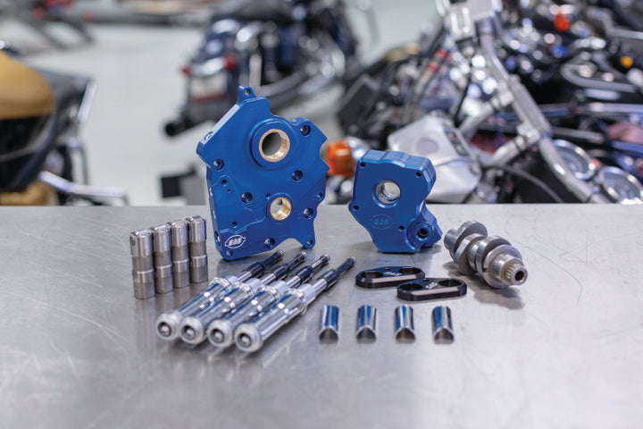 S&S Cycle 2017+ Water Cooled M8 Models Chain Drive 475C Cam Chest Kit w/ Chrome Pushrod Tubes - Bull Strap