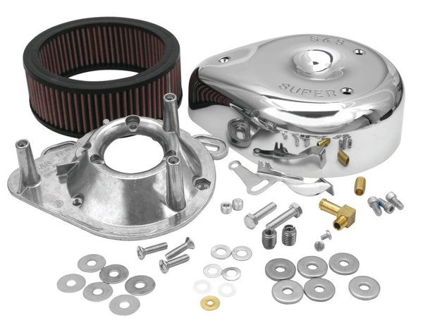 S&S Cycle 84-92 BT/86-90 Sportster Models Teardrop Chrome Air Cleaner Cover for S&S Super E/G Carb - Bull Strap