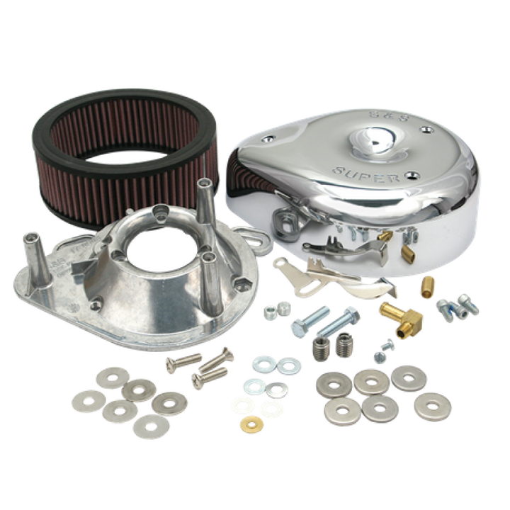 S&S Cycle 84-92 BT/86-90 Sportster Models Teardrop Chrome Air Cleaner Cover for S&S Super E/G Carb - Bull Strap