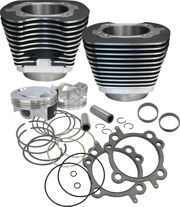 S&S Cycle 99-06 BT 97in Big Bore Cylinder Kit - Wrinkle Black - Bull Strap