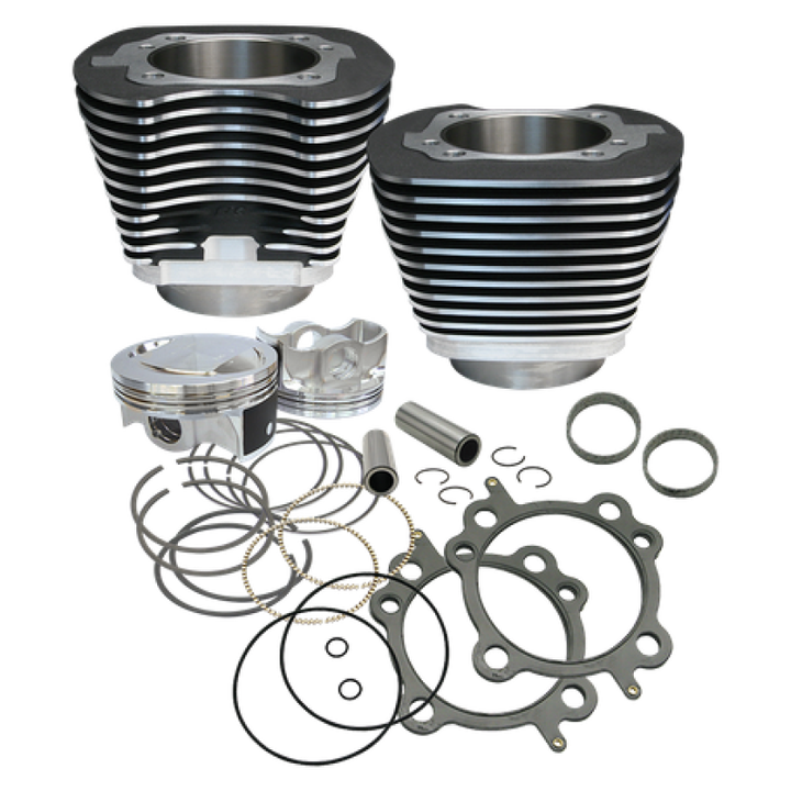 S&S Cycle 99-06 BT 97in Big Bore Cylinder Kit - Wrinkle Black - Bull Strap