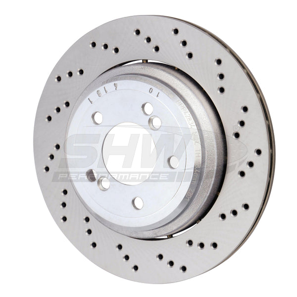 SHW 06-08 BMW Z4 3.2L Right Rear Cross-Drilled Lightweight Brake Rotor (34212282304) - Bull Strap