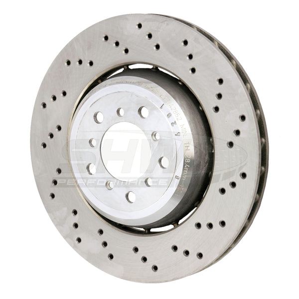 SHW 08-13 BMW M3 4.0L Right Front Cross-Drilled Lightweight Brake Rotor (34112283802) - Bull Strap